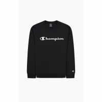 Champion Мъжки Пуловер Обло Деколте Logo Crew Sweater Mens Black KK001 Мъжко облекло за едри хора