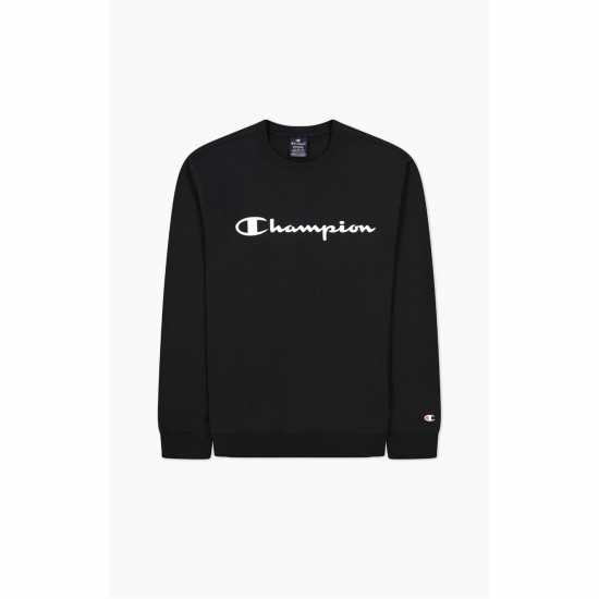 Champion Мъжки Пуловер Обло Деколте Logo Crew Sweater Mens Black KK001 Мъжко облекло за едри хора