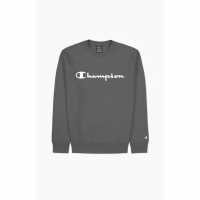 Champion Мъжки Пуловер Обло Деколте Logo Crew Sweater Mens Charcoal Мъжко облекло за едри хора