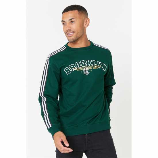 Brooklyn Printed Sweatshirt Forest Green  Мъжко облекло за едри хора