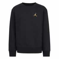 Nike Air Jordan Fleece Crew Sweatshirt Juniors Black/Gold Детски горнища и пуловери
