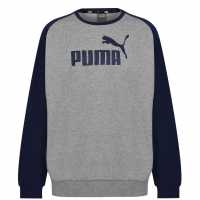 Puma Мъжки Пуловер Обло Деколте No1 Crew Sweater Mens Grey/Navy Мъжко облекло за едри хора