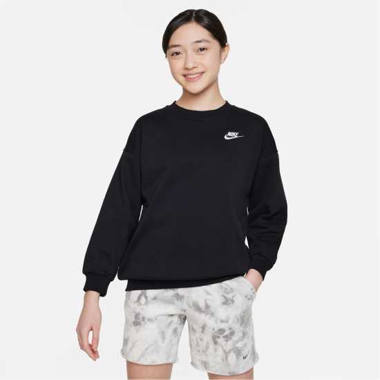 Nike Club Fleece Sweater Black/White - Детски горнища и пуловери