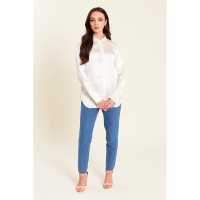 Be You Satin Shirt Крем Дамски ризи и тениски