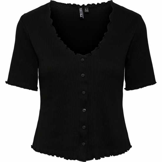 Pieces Плетена Жилетка Ss Cardigan Ld99 Black Дамски ризи и тениски