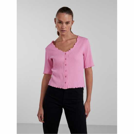 Pieces Плетена Жилетка Ss Cardigan Ld99 Begonia Pink Дамски ризи и тениски