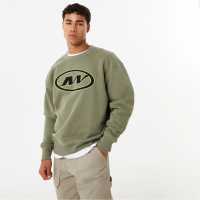Jack Wills Oval Graphic Crew Sweater dusky green Мъжко облекло за едри хора