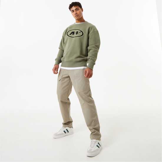 Jack Wills Oval Graphic Crew Sweater dusky green Мъжко облекло за едри хора