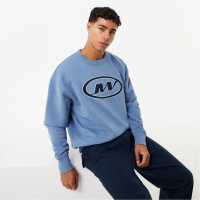 Jack Wills Oval Graphic Crew Sweater Blue Мъжко облекло за едри хора