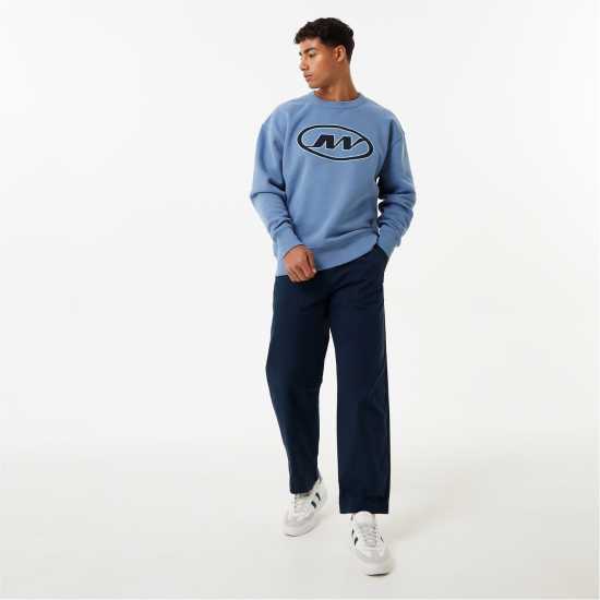 Jack Wills Oval Graphic Crew Sweater Blue Мъжко облекло за едри хора