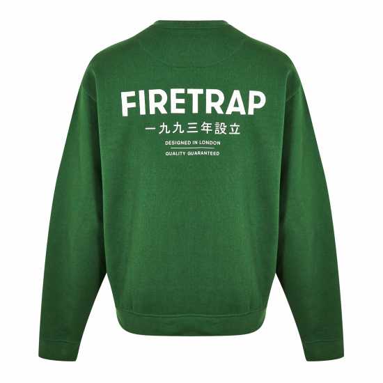 Firetrap Trnd Crew Sn34 Green Мъжко облекло за едри хора