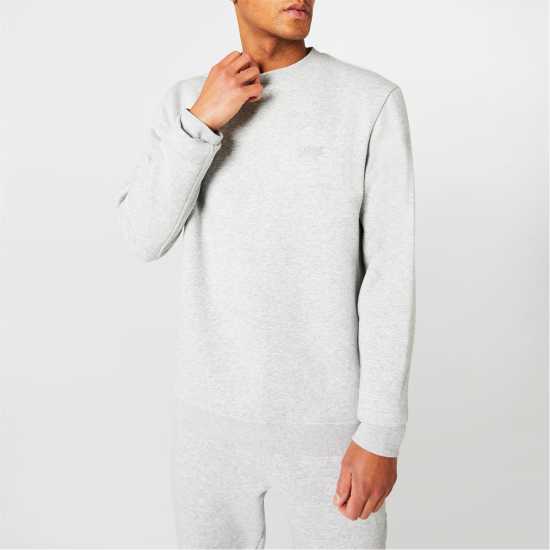 Fabric Мъжки Пуловер Обло Деколте Crew Sweater Mens Grey Мъжко облекло за едри хора