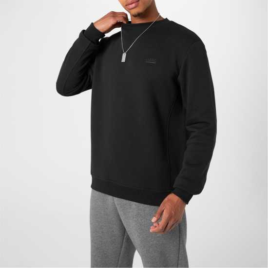 Fabric Мъжки Пуловер Обло Деколте Crew Sweater Mens Black Мъжко облекло за едри хора