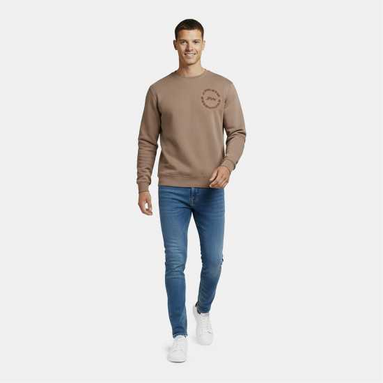 Jack Wills Men's Boucle Cotton Long Sleeve Oversized Fit Crew Sweatshirt Бледо кафяво Jack Wills Men's Boucle Cotton Long Sleeve Oversized Fit Crew Sweatshirt Бледо кафяво