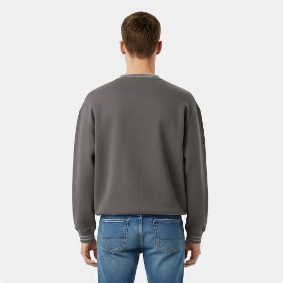 Jack Wills Men's Tipped Graphic Cotton Long Sleeve Oversized Fit Crew Sweatshirt Сланина 