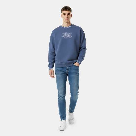 Jack Wills Men's Tipped Graphic Cotton Long Sleeve Oversized Fit Crew Sweatshirt Стил Син Jack Wills Men's Tipped Graphic Cotton Long Sleeve Oversized Fit Crew Sweatshirt Стил Син