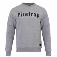Firetrap Мъжка Блуза Обло Деколте Graphic Crew Sweatshirt Mens Grey Marl Мъжки полар