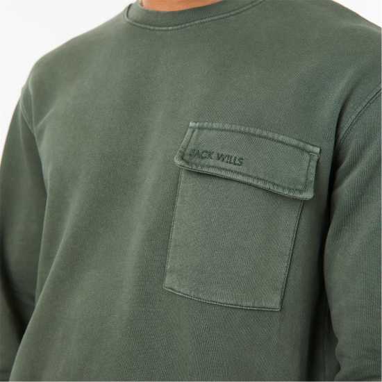 Мъжки горнища на анцуг Jack Wills Pocket Crew Sweatshirt Хаки Jack Wills Pocket Crew Sweatshirt Хаки Мъжки горнища на анцуг