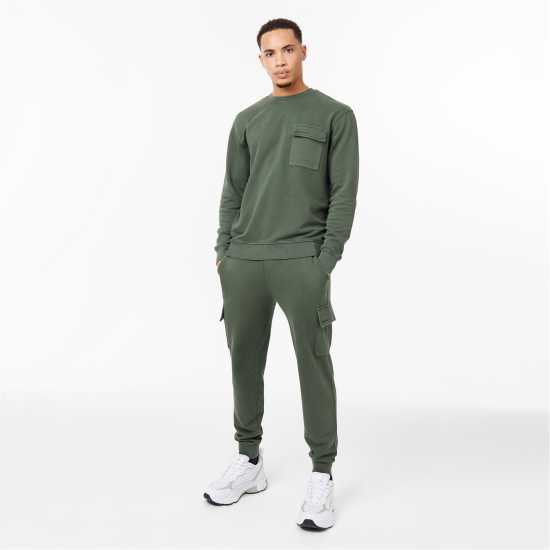 Мъжки горнища на анцуг Jack Wills Pocket Crew Sweatshirt Хаки Jack Wills Pocket Crew Sweatshirt Хаки Мъжки горнища на анцуг