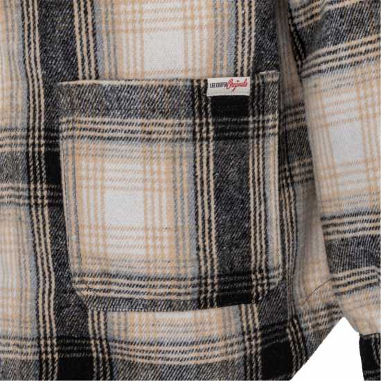 Lee Cooper Cooper Sherpa-Lined Shirt Jacket Blk/Whte/Ylw Мъжки суитчъри и блузи с качулки
