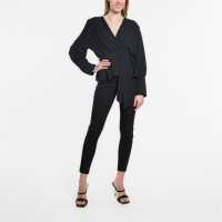 Be You Peplum Wrap Top Womens Черно Дамски ризи и тениски