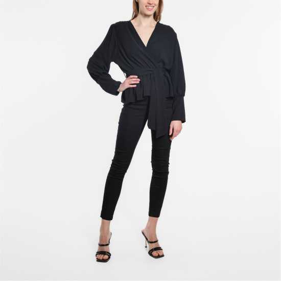 Дамски ризи и тениски Be You Peplum Wrap Top Womens Черно Be You Peplum Wrap Top Womens Черно Дамски ризи и тениски