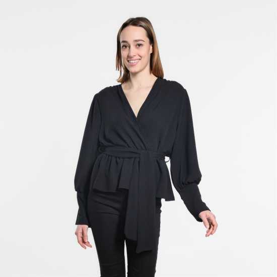 Дамски ризи и тениски Be You Peplum Wrap Top Womens Черно Be You Peplum Wrap Top Womens Черно Дамски ризи и тениски