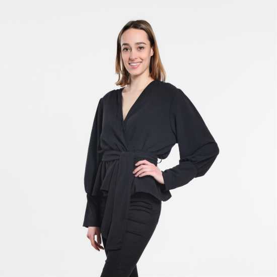 Дамски ризи и тениски Be You Peplum Wrap Top Womens Черно Be You Peplum Wrap Top Womens Черно Дамски ризи и тениски