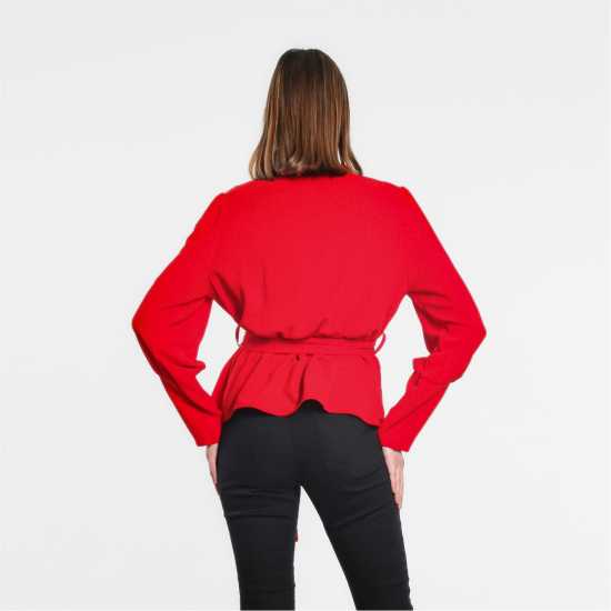 Be You Peplum Wrap Top Womens Червено Дамски ризи и тениски