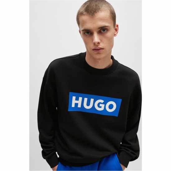 Hugo Boss Мъжки Пуловер Обло Деколте Hugo Niero Crew Sweater Mens Черно 001 Мъжки горнища на анцуг