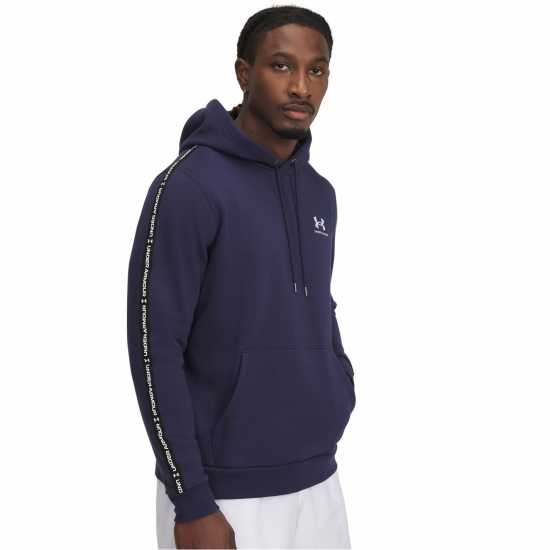 Under Armour Icon Fleece Taping Hoodie Морско синьо/Бяло Under Armour Icon Fleece Taping Hoodie Морско синьо/Бяло