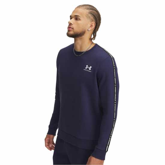 Under Armour Icon Fleece Taping Sweatshirt Морско синьо/Бяло Under Armour Icon Fleece Taping Sweatshirt Морско синьо/Бяло