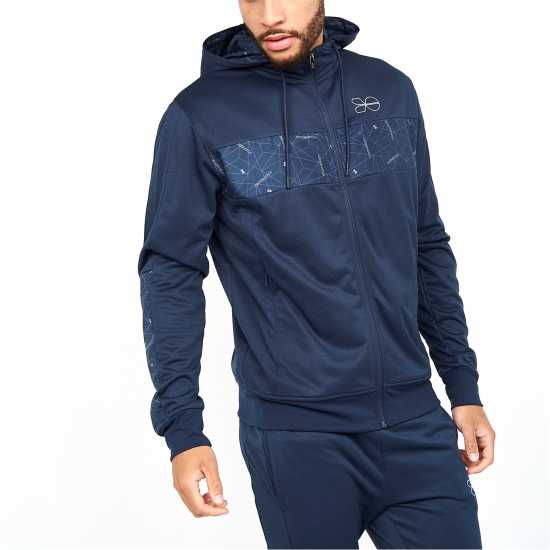 Crosshatch Pyramid Zip Through Hoodie Mens  