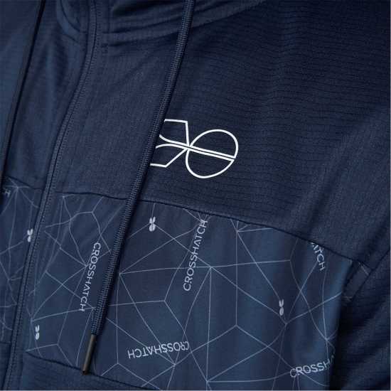 Crosshatch Pyramid Zip Through Hoodie Mens  