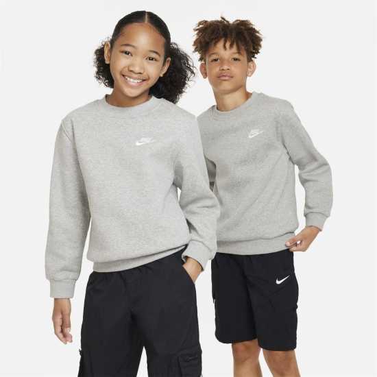 Nike Sportswear Club Fleece Big Kids' Sweatshirt Сиво Детски горнища и пуловери