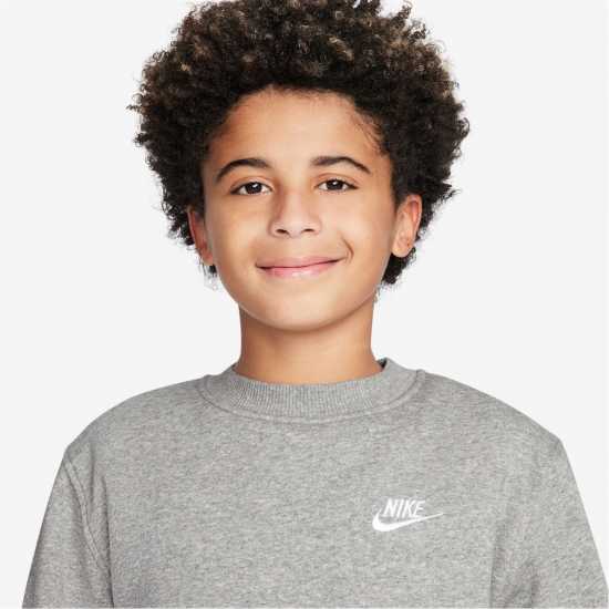 Nike Sportswear Club Fleece Big Kids' Sweatshirt Сиво Детски горнища и пуловери