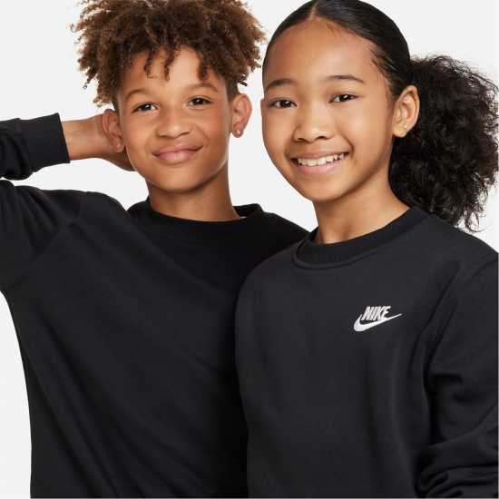 Nike Sportswear Club Fleece Big Kids' Sweatshirt Черно Детски горнища и пуловери