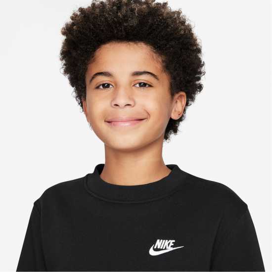 Nike Sportswear Club Fleece Big Kids' Sweatshirt Черно Детски горнища и пуловери