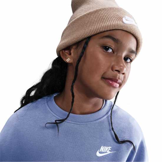 Nike Sportswear Club Fleece Big Kids' (Girls') Boxy Crewneck Sweatshirt Индиго Nike Sportswear Club Fleece Big Kids' (Girls') Boxy Crewneck Sweatshirt Индиго