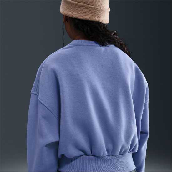 Nike Sportswear Club Fleece Big Kids' (Girls') Boxy Crewneck Sweatshirt Индиго Nike Sportswear Club Fleece Big Kids' (Girls') Boxy Crewneck Sweatshirt Индиго