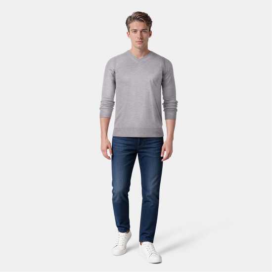 Lyle And Scott Merrick V-Neck Jumper Сива меланж 