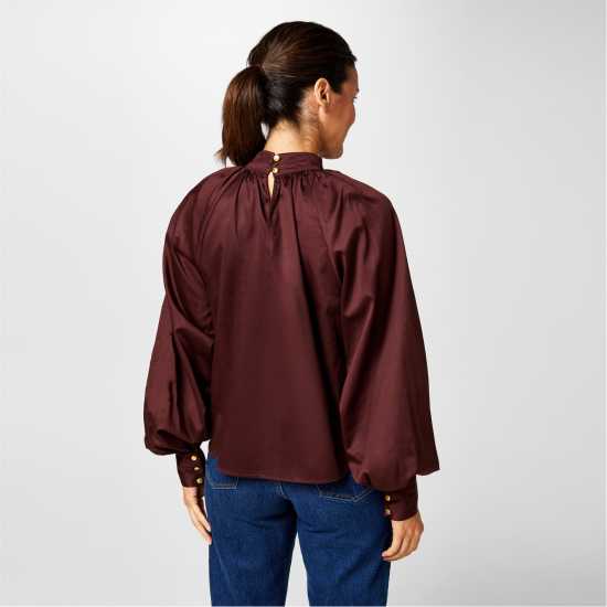 Biba Balloon Blouse Шоколад Дамски ризи и тениски