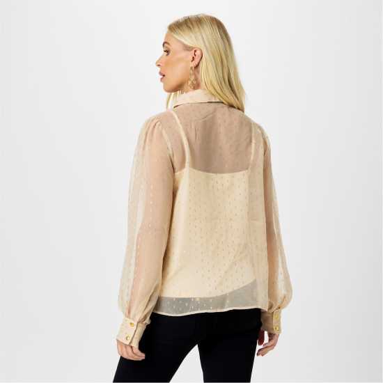 Дамски ризи и тениски Biba Metallic Shirt Крем Biba Metallic Shirt Крем Дамски ризи и тениски