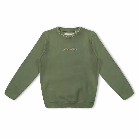 Детски горнища и пуловери Jack Wills Wills Juniors Jacquard Crew Хаки Jack Wills Wills Juniors Jacquard Crew Хаки Детски горнища и пуловери