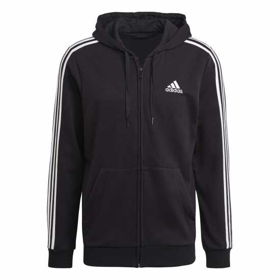 Adidas Men's French Terry 3-Stripe Full-Zip Hoodie  