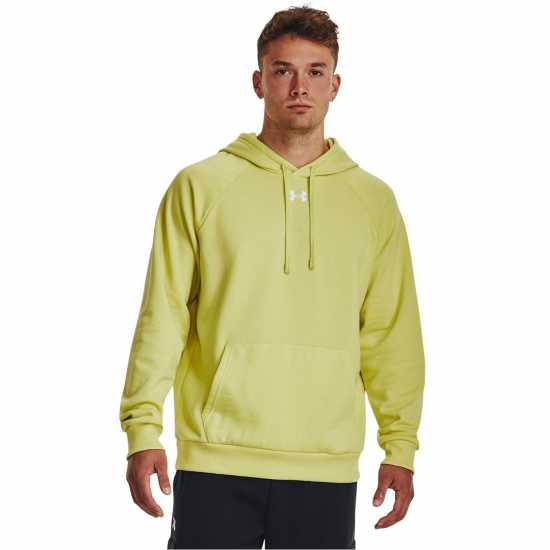 Under Armour Rival Fitted Oth Hoodie Mens Yellow Мъжки суитчъри и блузи с качулки