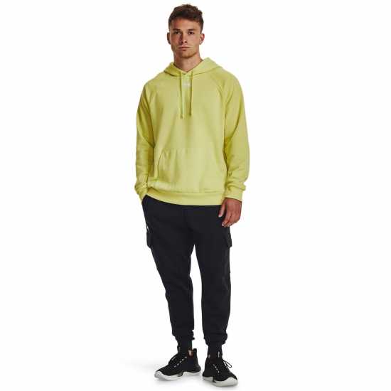Under Armour Rival Fitted Oth Hoodie Mens Yellow Мъжки суитчъри и блузи с качулки