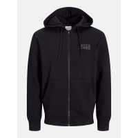 Jack And Jones Logo Sweat Zip Hood Mens Black Jack And Jones Logo Sweat Zip Hood Mens Black