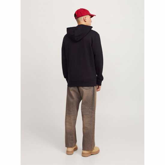 Jack And Jones Logo Sweat Zip Hood Mens Black Jack And Jones Logo Sweat Zip Hood Mens Black