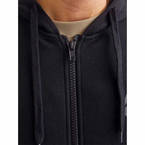 Jack And Jones Logo Sweat Zip Hood Mens Black Jack And Jones Logo Sweat Zip Hood Mens Black